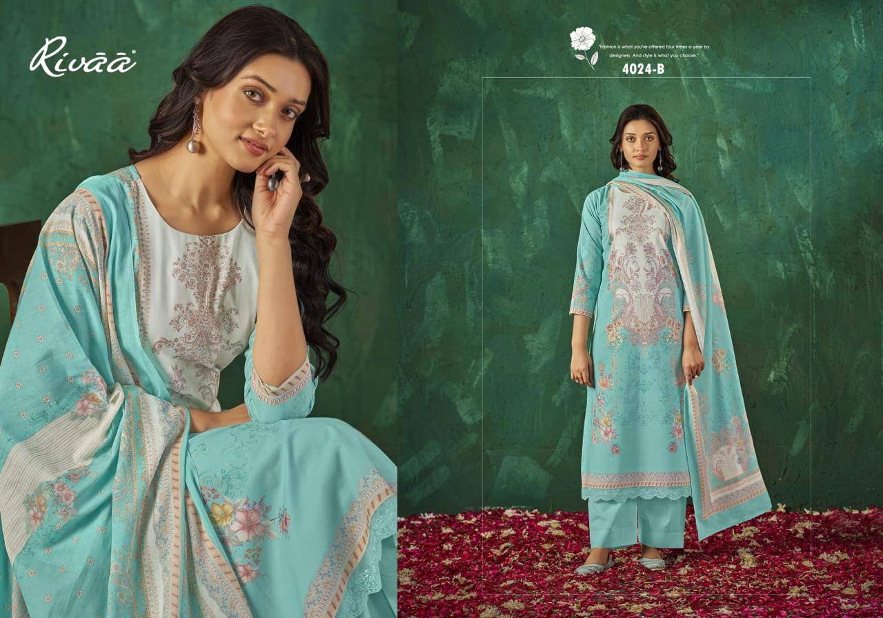 SABAA Vol - 5 By Rivaa 4022 Series Beautiful Pakistani Suits Colorful Stylish Fancy Casual Wear Lawn Digital Print Dresses At Wholesale Price